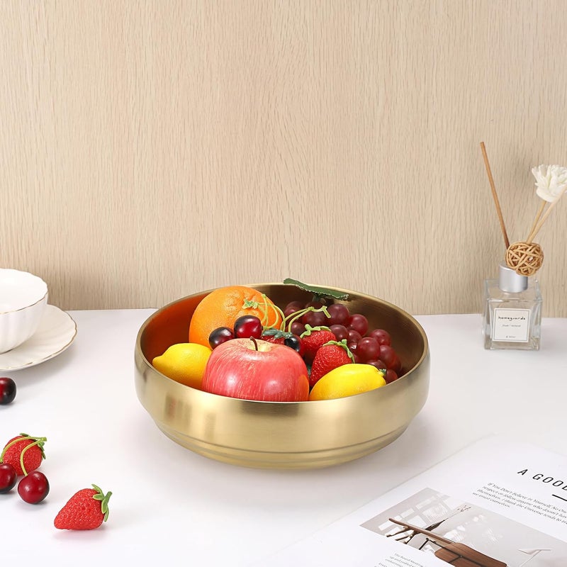 GUSHBIN 9.1 Inches Stainless Steel Bowl Decorative Key Bowl Golden Serving Bowl for Snack Fruit Dish Round Key Dish for Entryway Table Coffee Table Kitchen Counter - Image 3